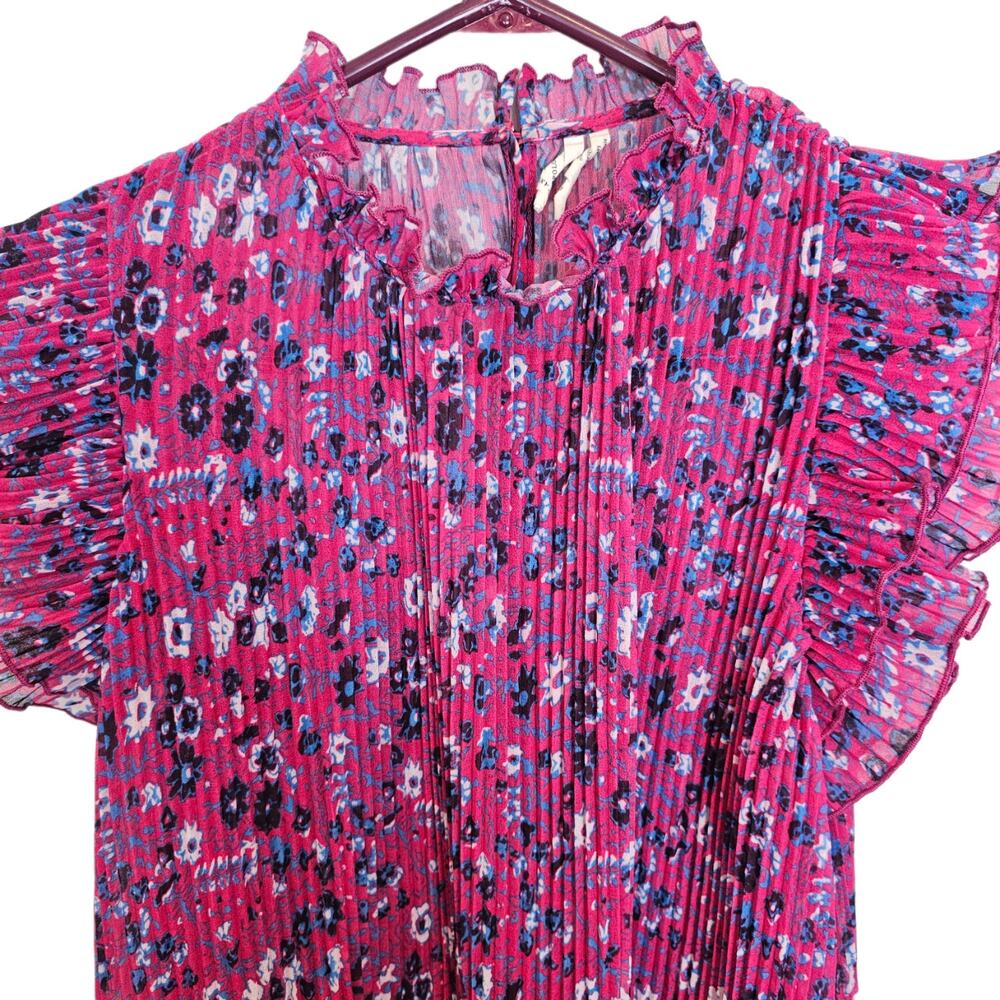 Anthropologie Womens Freida Floral Pleated Top Size S Boho Cottagecore Feminine - Picture 3 of 10